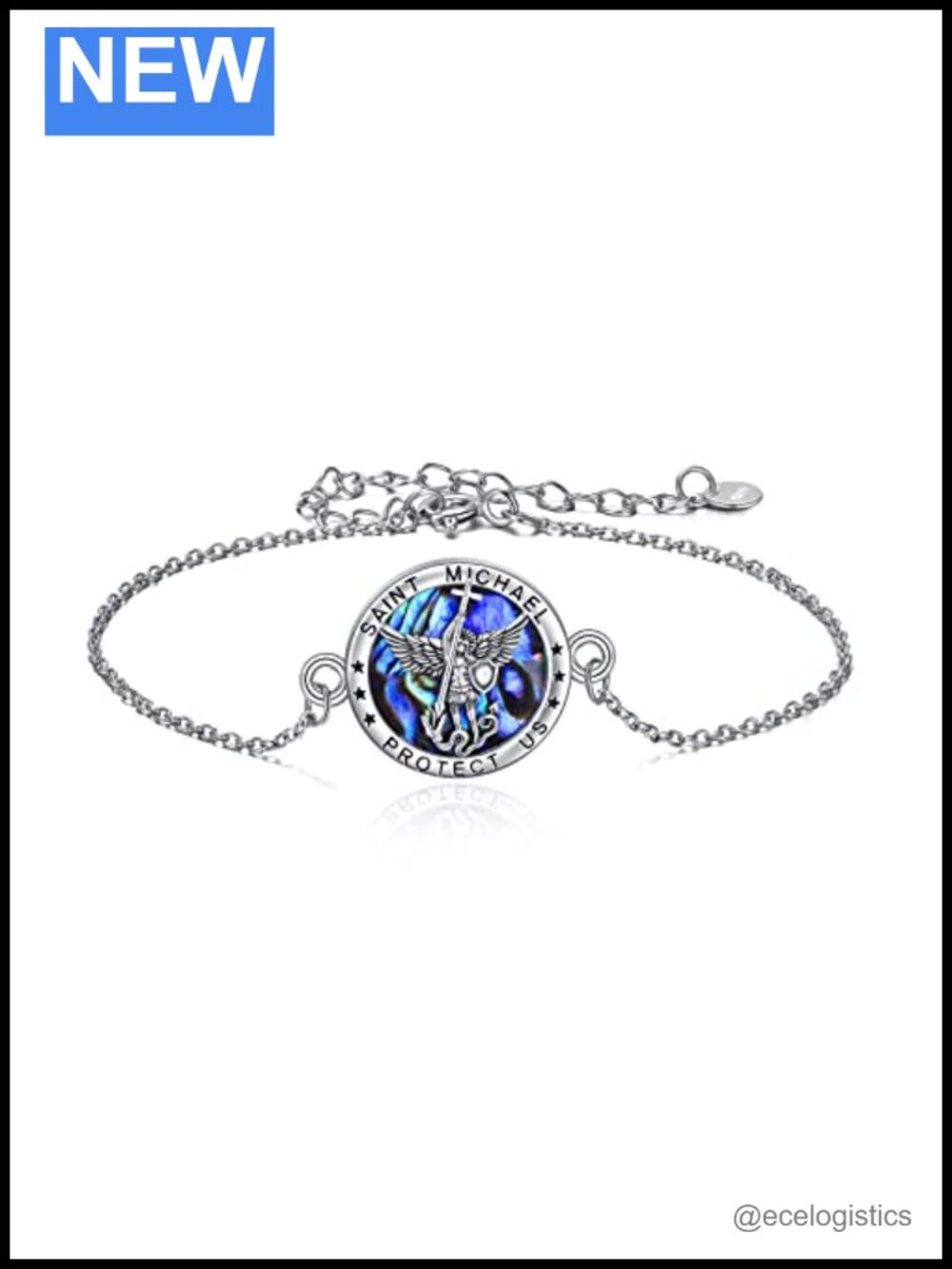Sterling Silver St Michael Archangel Medal Bracelet 7+2 Inch Extender